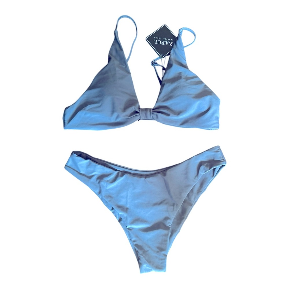 ZAFUL High-Leg Bikini Swimsuit – Size 4 | Gray | New with Tags - Picture 1 of 10